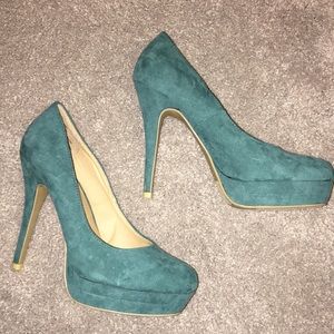 Teal Suede Heels